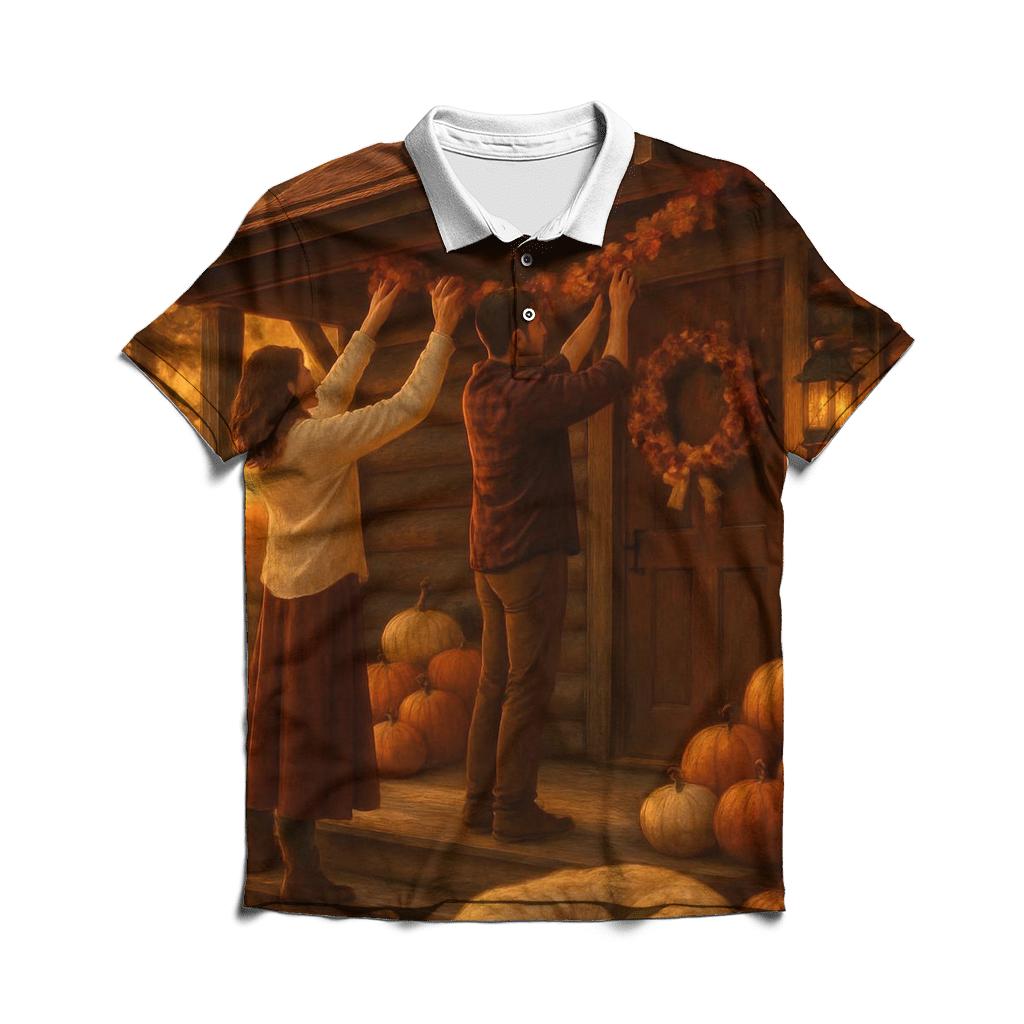 Thankful Trail Cabin branded logo polo shirts