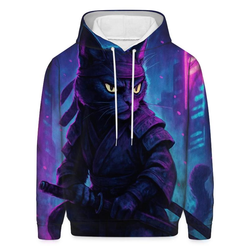 Midnight Samurai Cat graphic hoodies