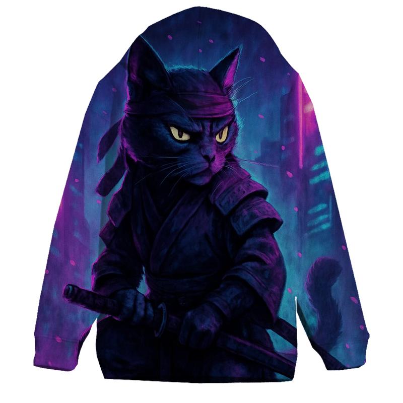 Midnight Samurai Cat graphic hoodies
