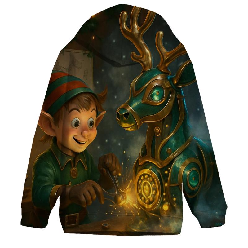 Mistletoe Mechanic Workshop printed hoodies