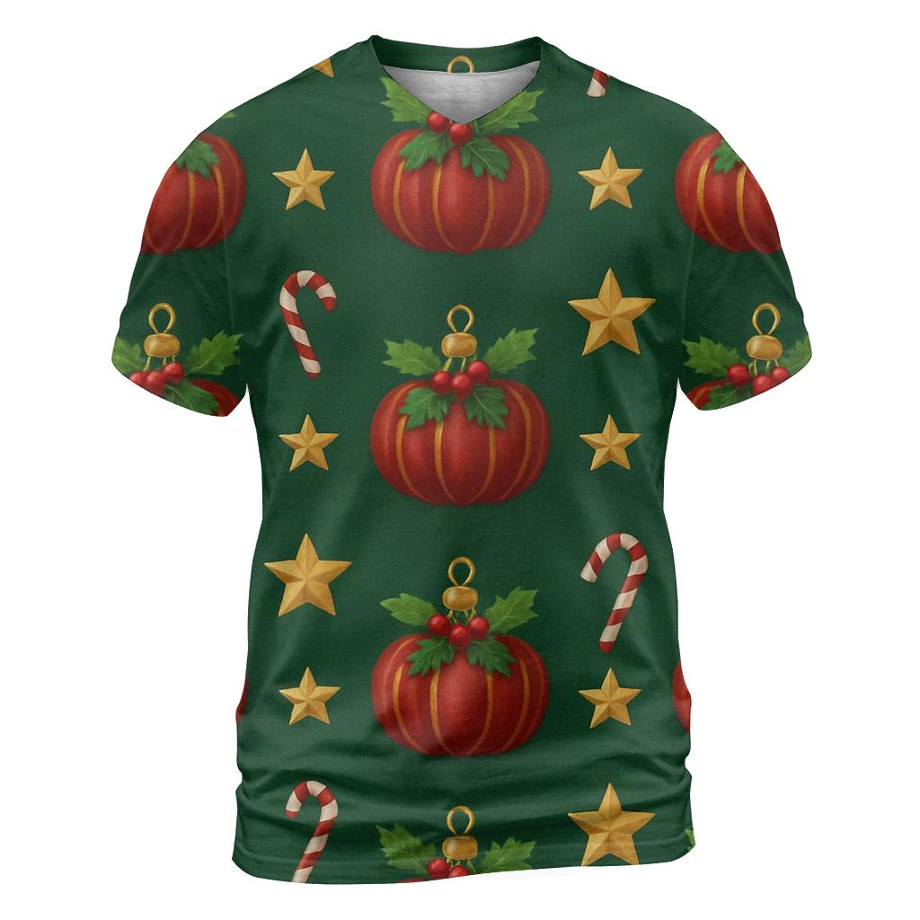 Festive Pumpkin Ornament Grid On Deep Green Background vibrant all-over design tees
