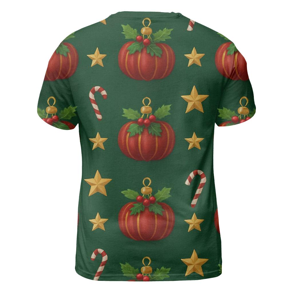 Festive Pumpkin Ornament Grid On Deep Green Background vibrant all-over design tees