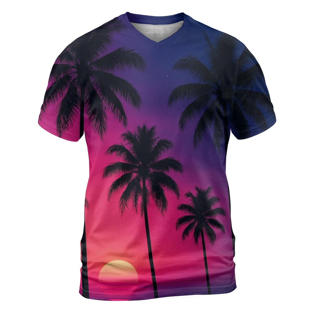 Neon Palmtree Silhouettes designer pattern shirts