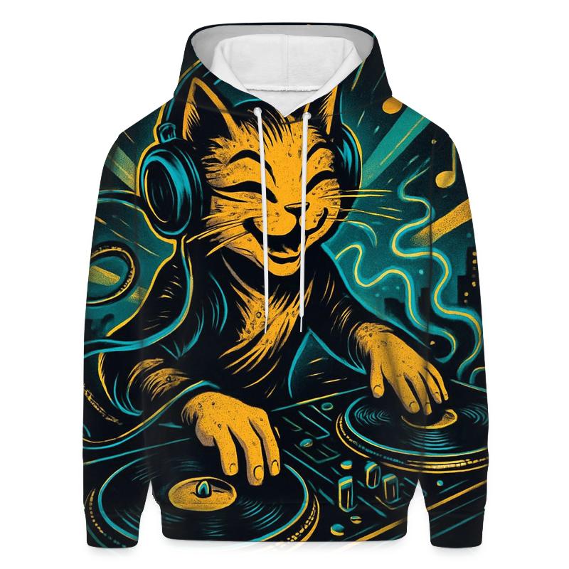 Retro Vinyl DJ Cat graphic hoodies
