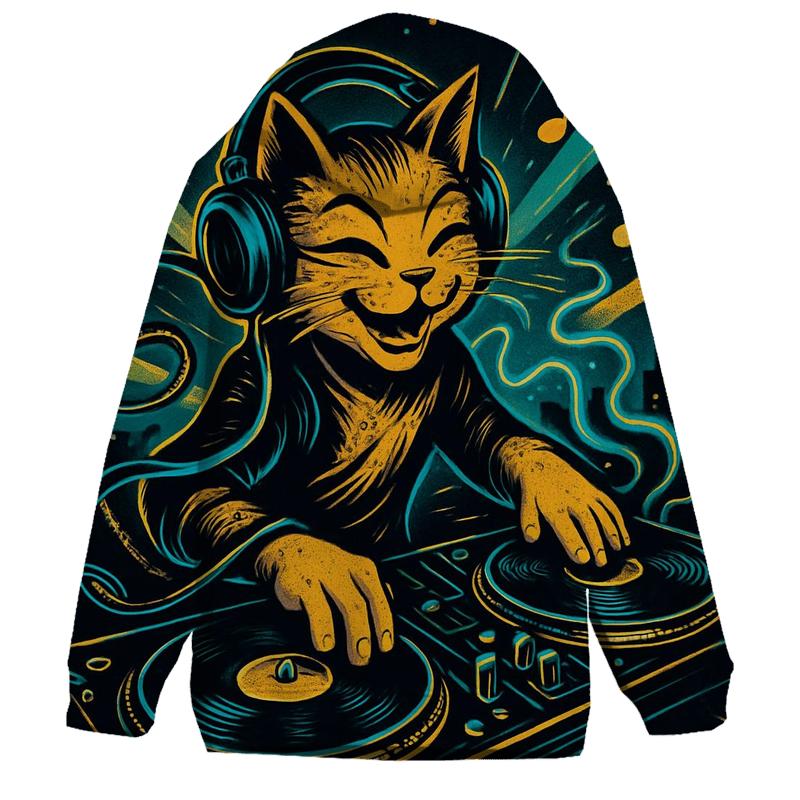 Retro Vinyl DJ Cat graphic hoodies