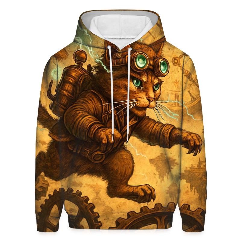 Clockwork Explorer Cat graphic hoodies