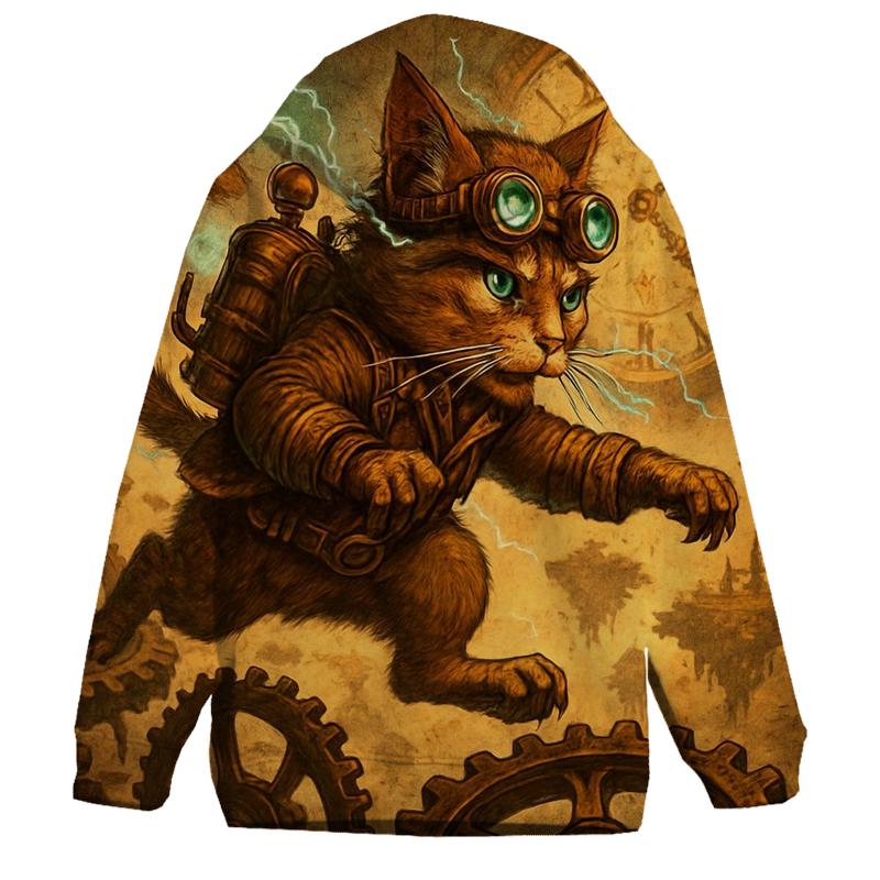 Clockwork Explorer Cat graphic hoodies