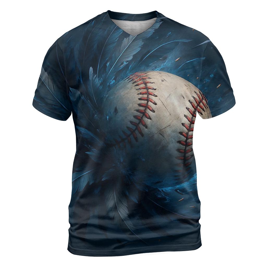 Feather Strike Blue Jays vibrant all-over design tees