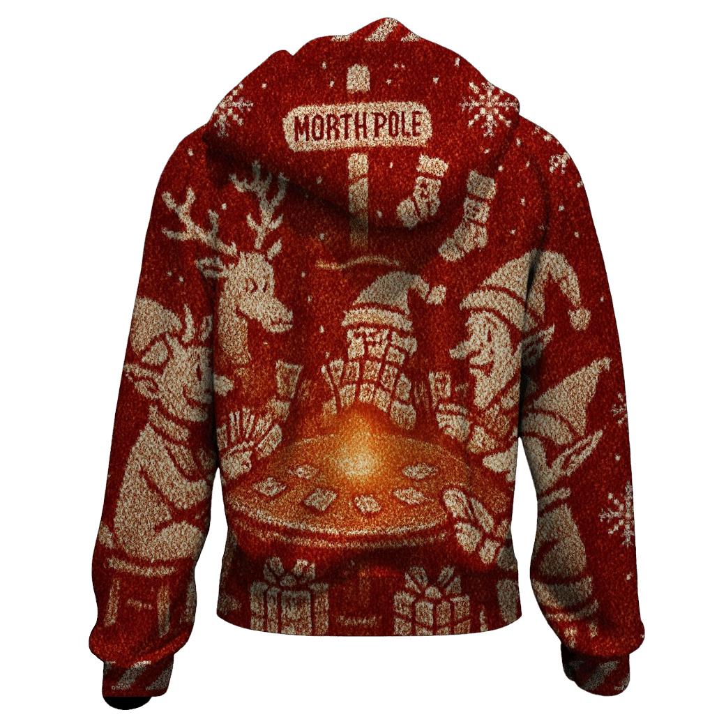 North Pole Knitted Game Night graphic hoodies