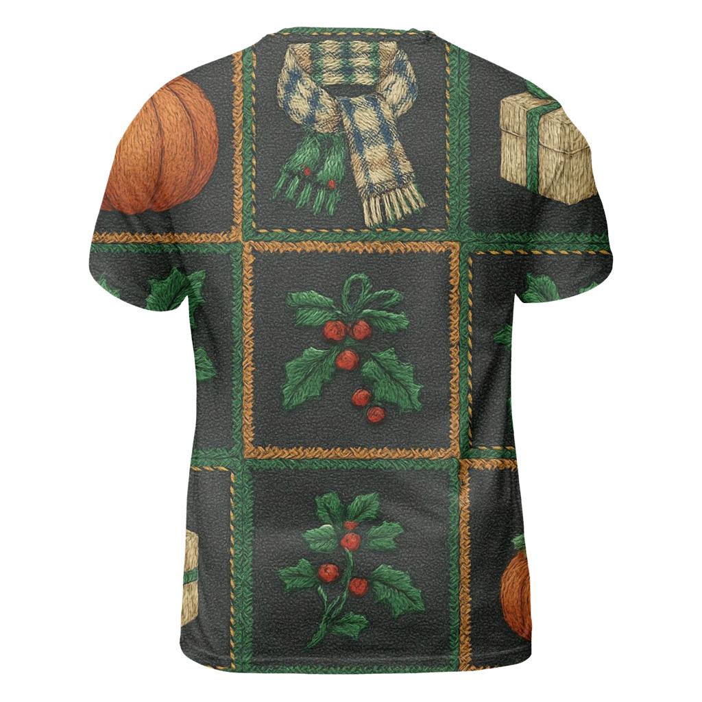 Patchwork Pumpkin Tile On Charcoal Background artistic all-over print tops