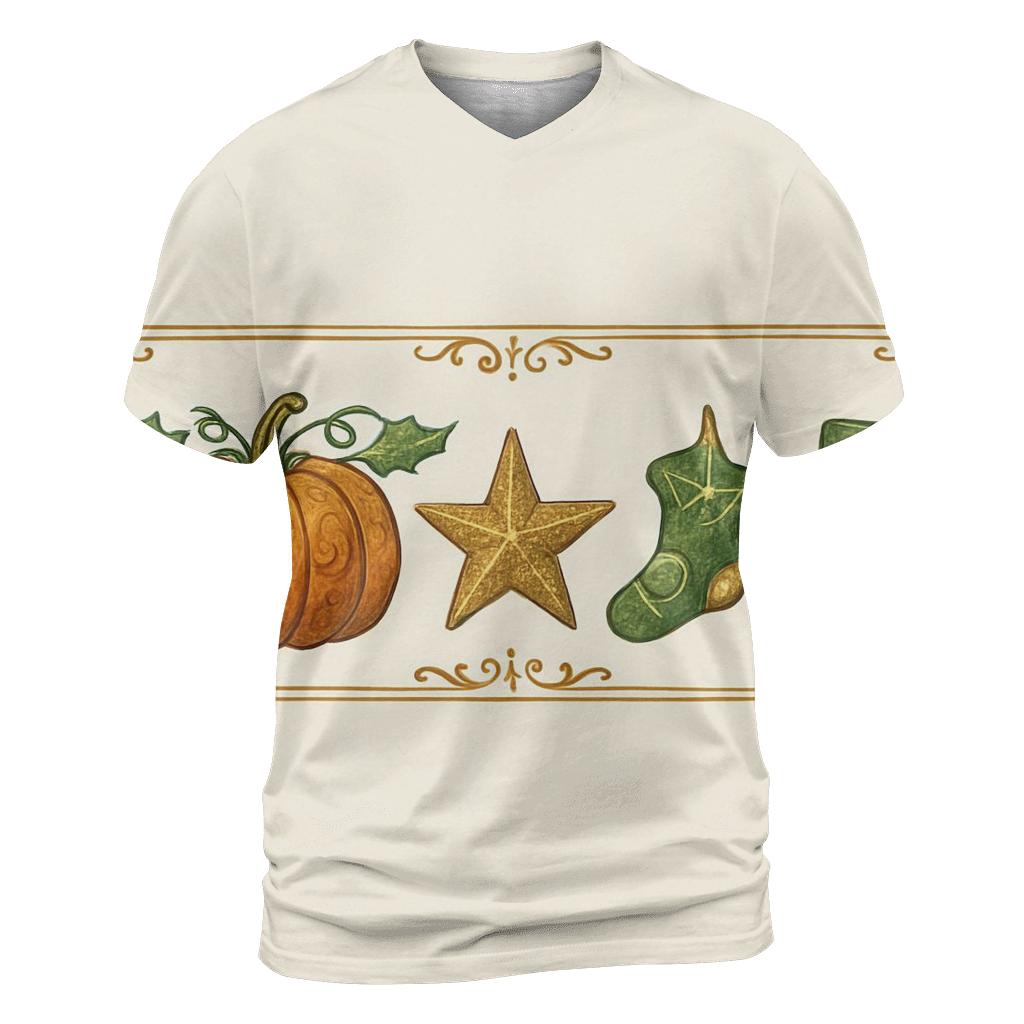 Ornamental Pumpkin Border On Ivory Background trendy printed shirt styles
