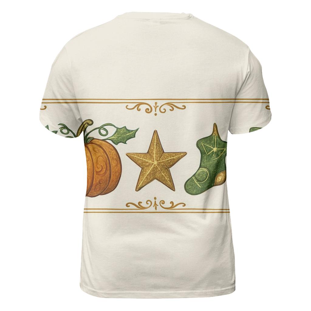 Ornamental Pumpkin Border On Ivory Background trendy printed shirt styles