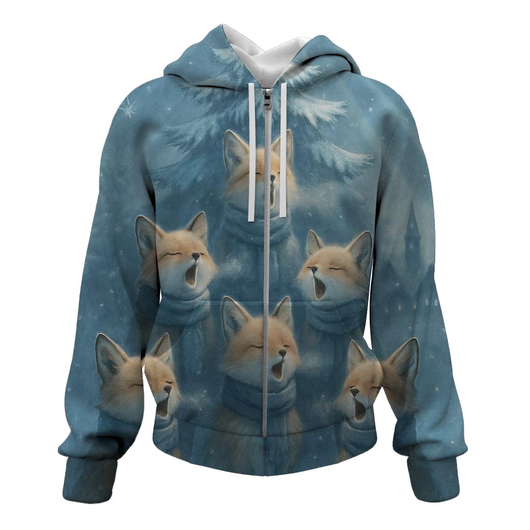 Starlit Caroling Foxes designer hoodies