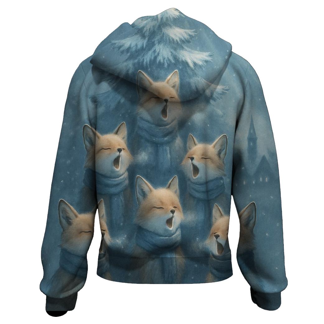 Starlit Caroling Foxes designer hoodies