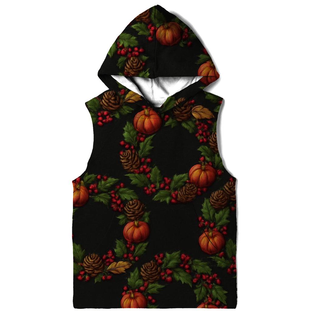 Pumpkin Wreath Tessellation On Black Background hoodies fashion
