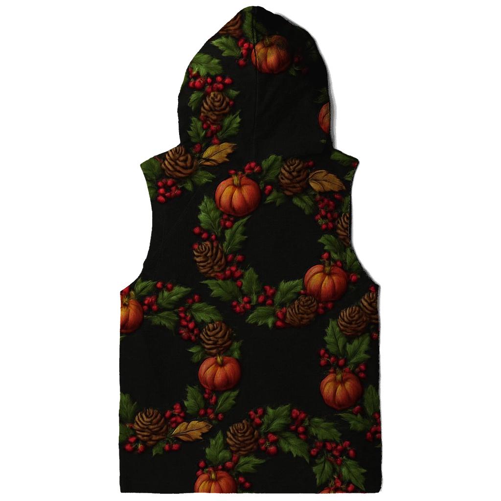 Pumpkin Wreath Tessellation On Black Background hoodies fashion