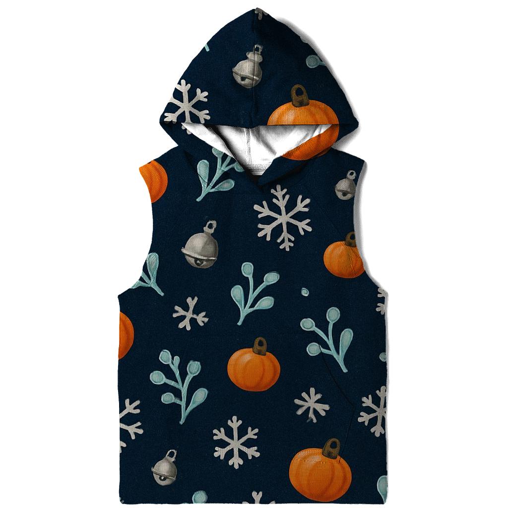Scattered Pumpkin Bauble Field On Navy Background pullover hoodies