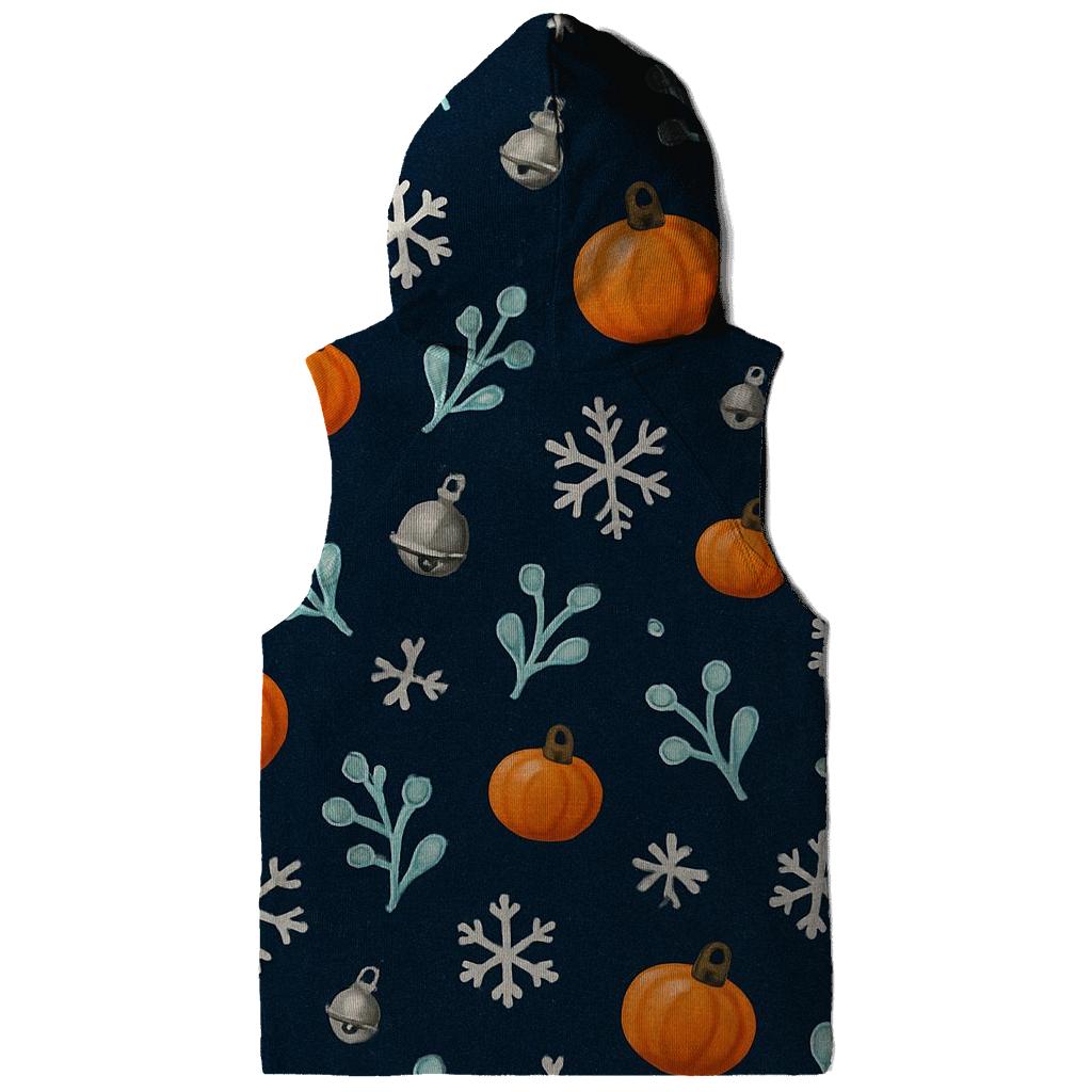 Scattered Pumpkin Bauble Field On Navy Background pullover hoodies