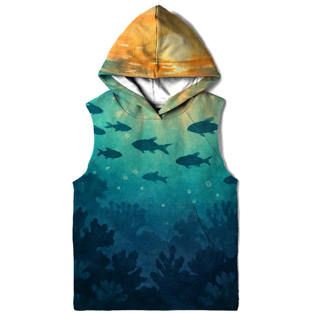 Cyan Reef Sundown printed hoodies