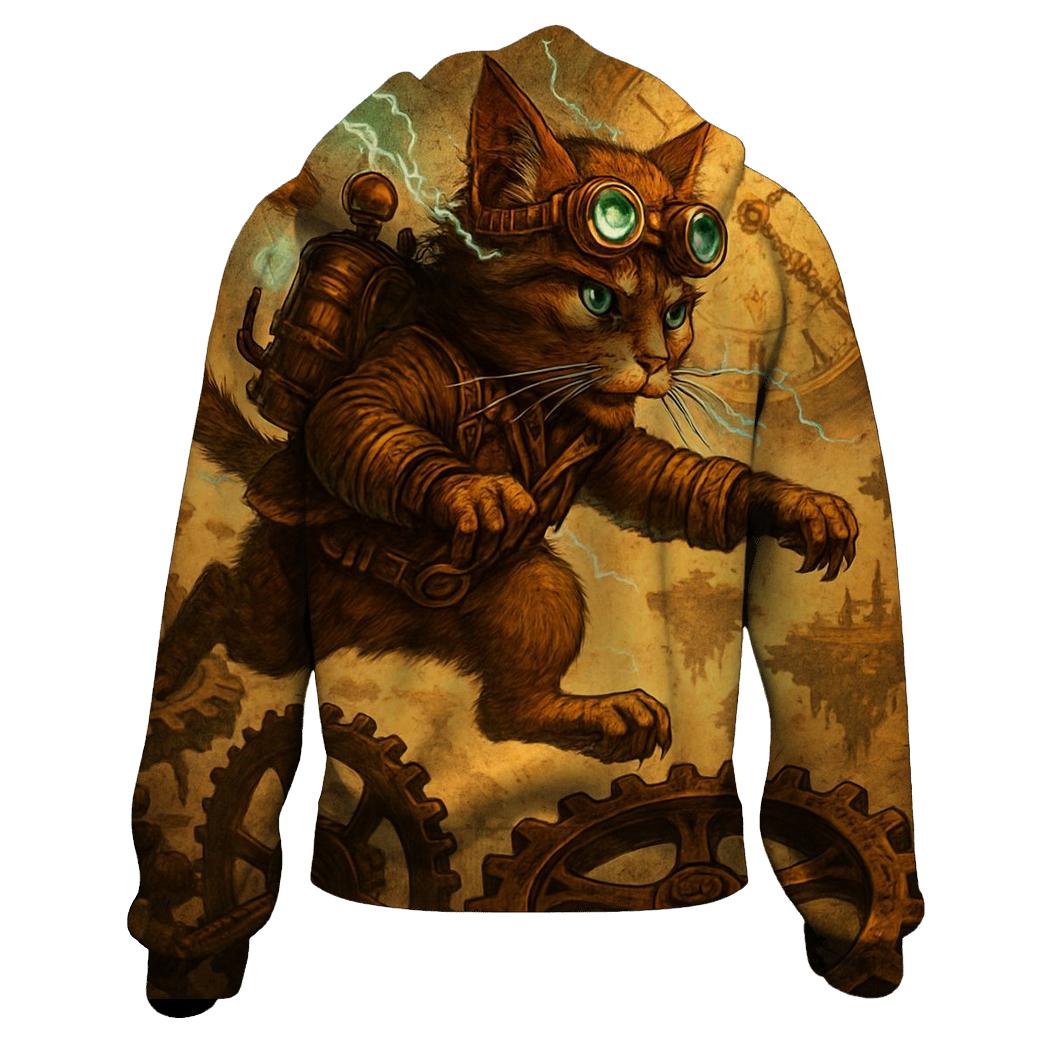 Clockwork Explorer Cat printed hoodies