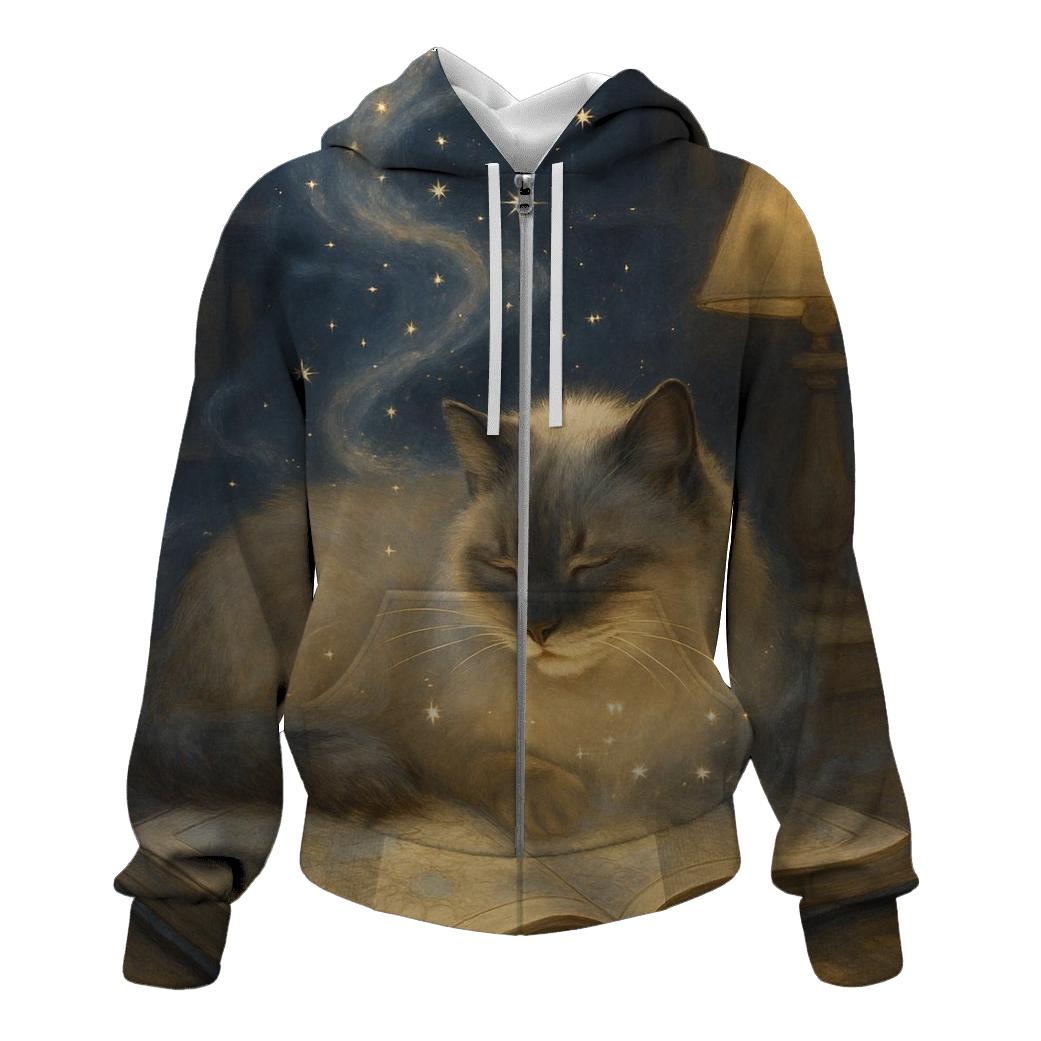 Library Starglow Cat printed hoodies