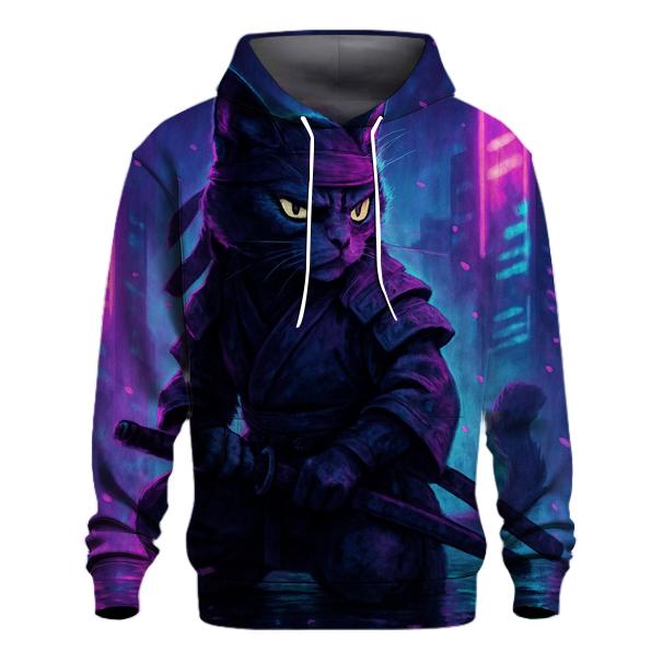 Midnight Samurai Cat premium hoodies
