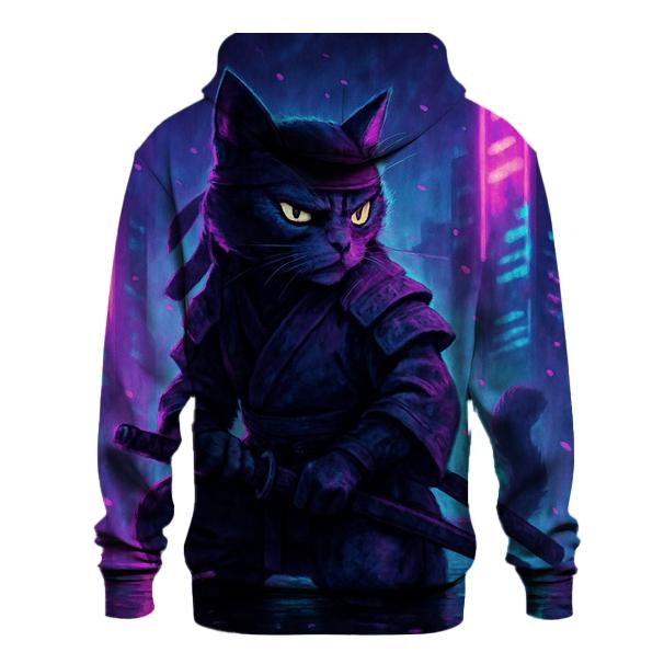 Midnight Samurai Cat premium hoodies
