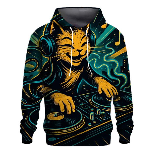 Retro Vinyl DJ Cat premium hoodies