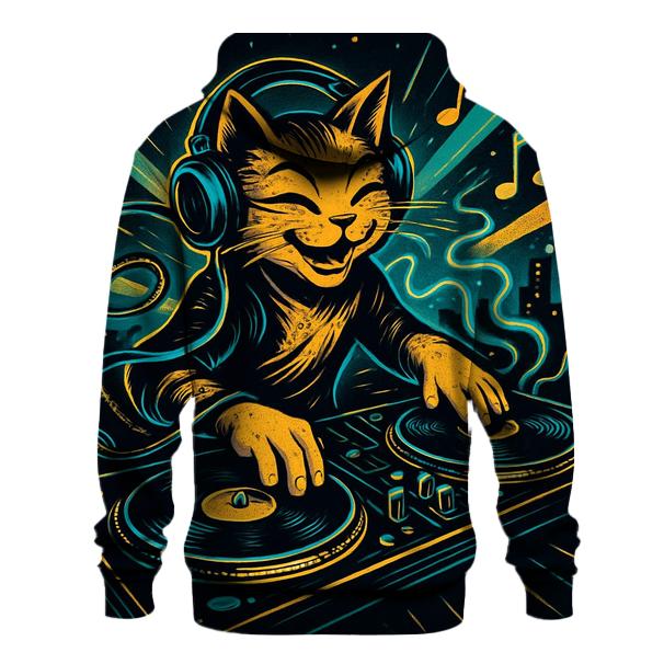 Retro Vinyl DJ Cat premium hoodies