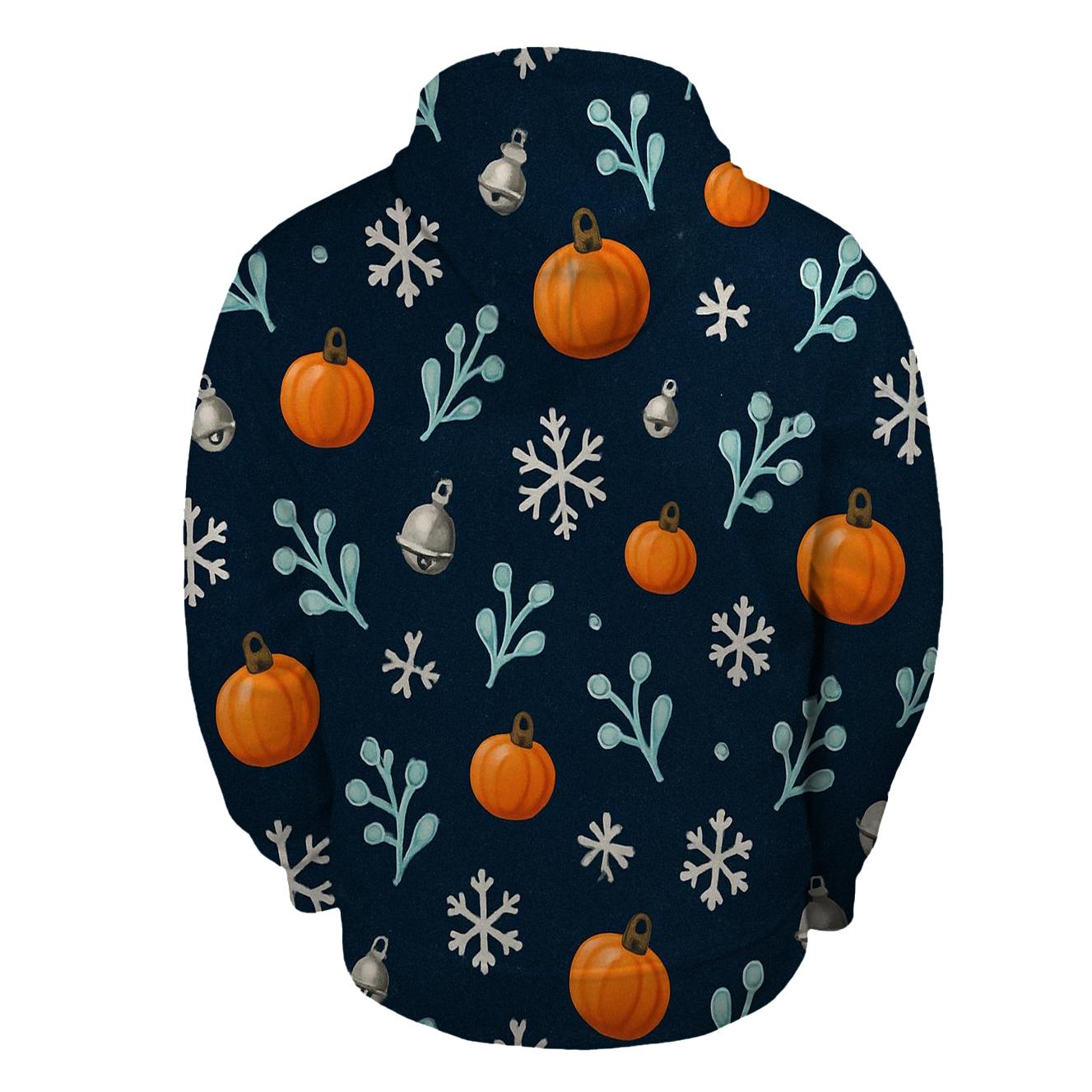 Scattered Pumpkin Bauble Field On Navy Background hoodies fashion