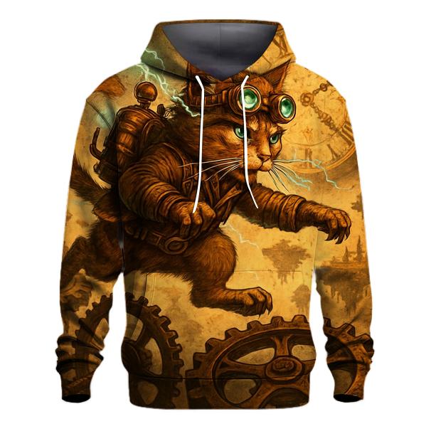 Clockwork Explorer Cat designer hoodies