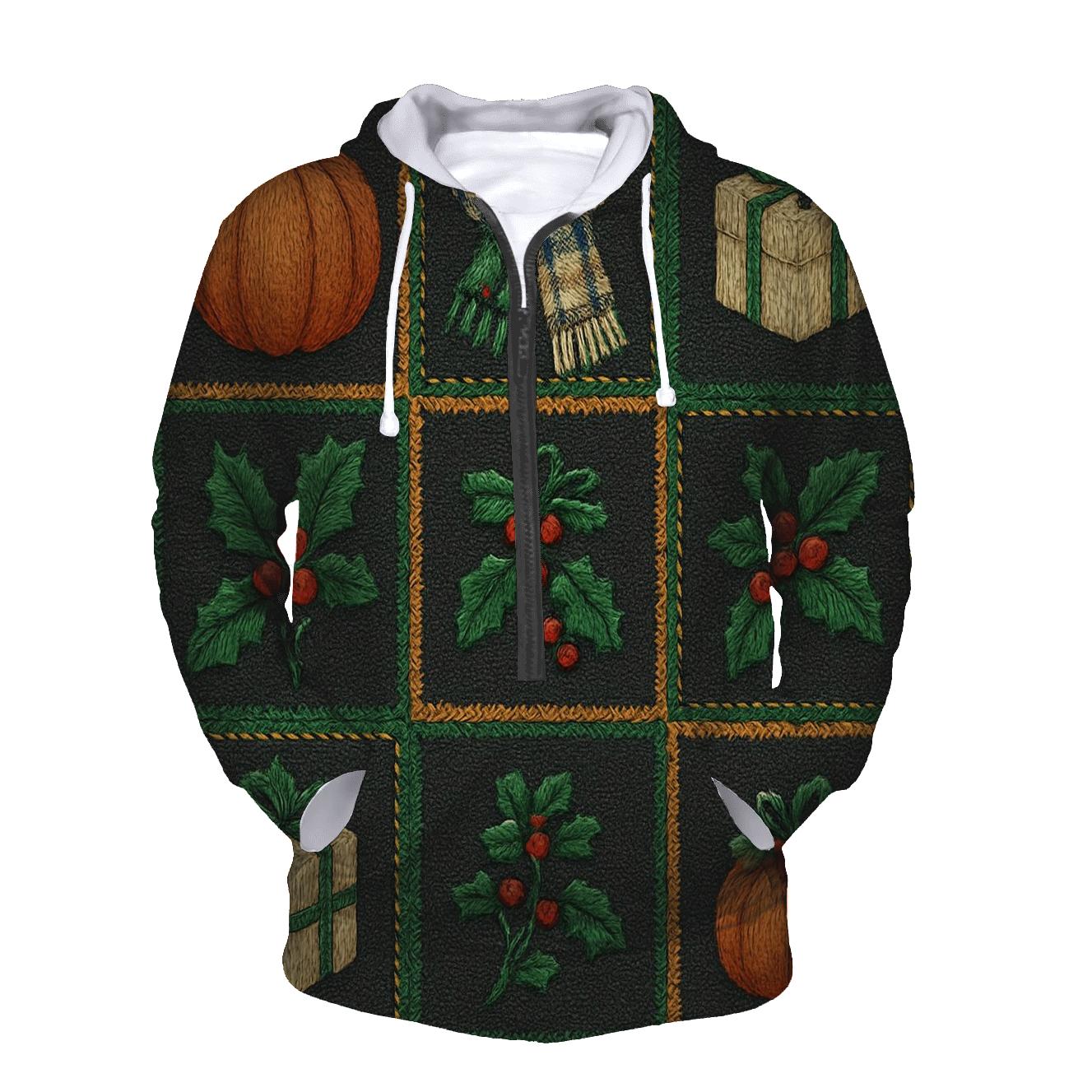 Patchwork Pumpkin Tile On Charcoal Background hoodies fashion