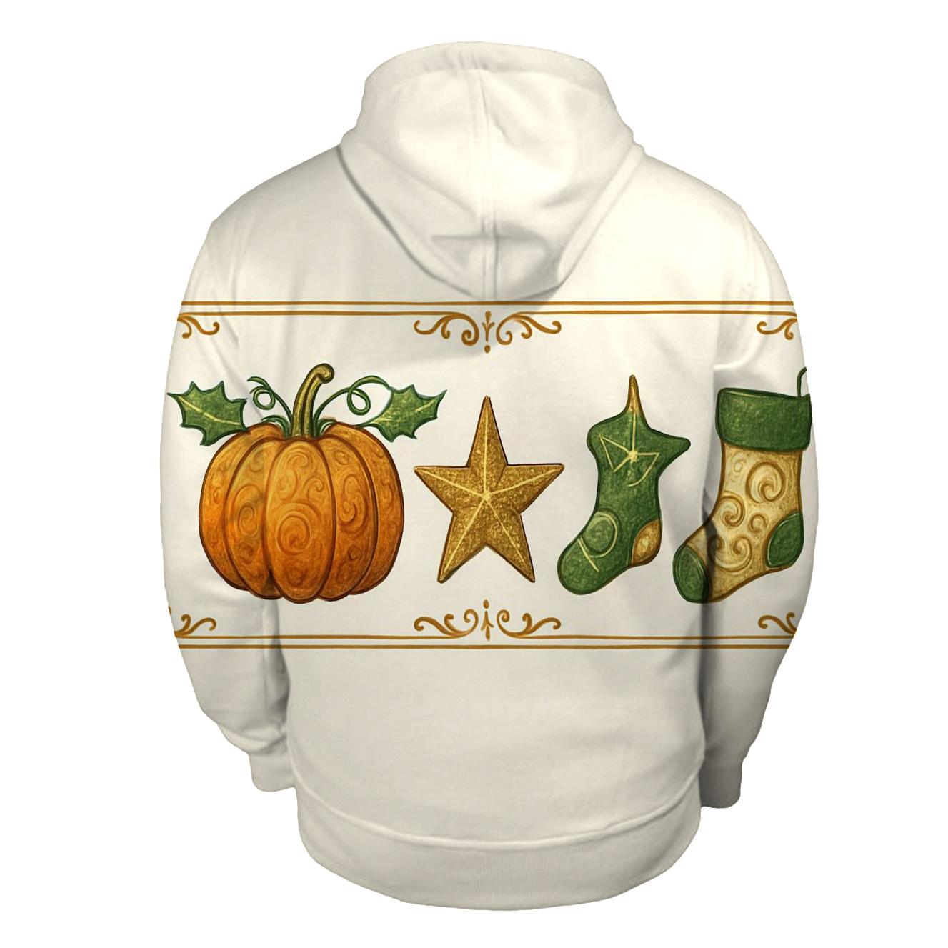 Ornamental Pumpkin Border On Ivory Background printed hoodies