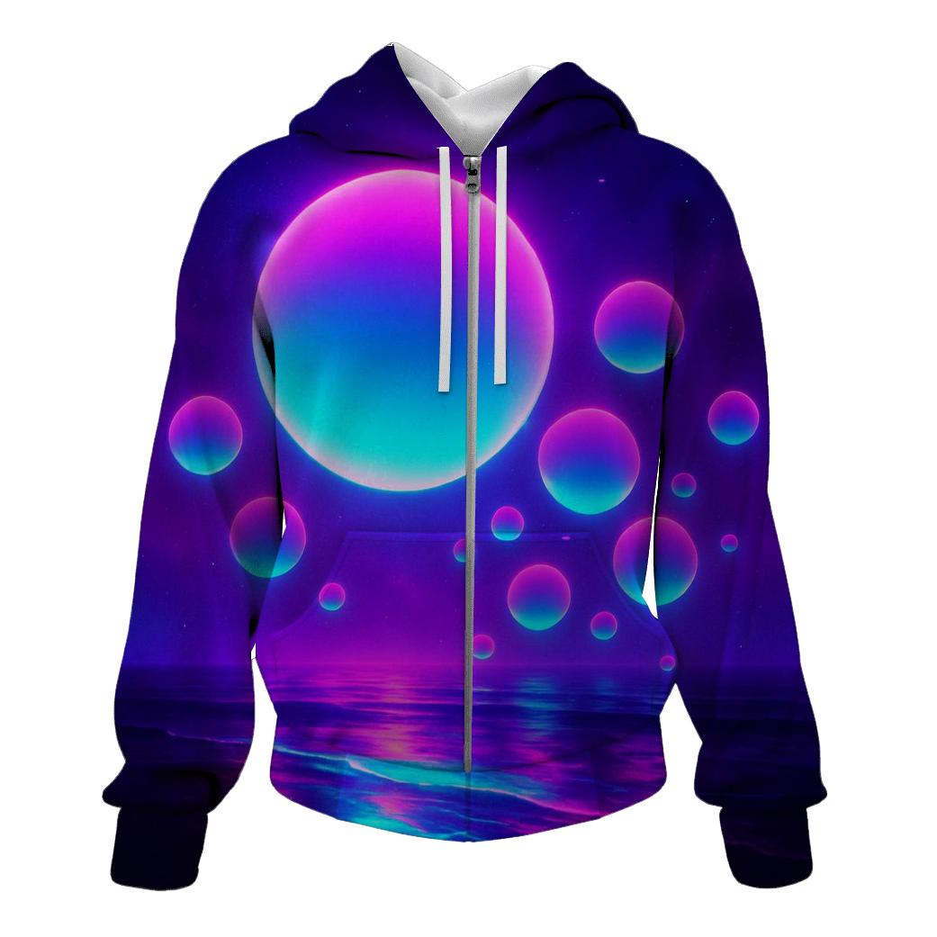 Neon Tide Orb zip-up hoodies