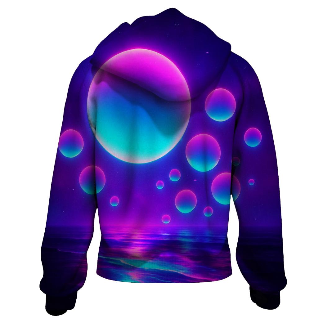 Neon Tide Orb zip-up hoodies