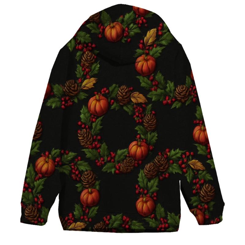 Pumpkin Wreath Tessellation On Black Background hoodies fashion