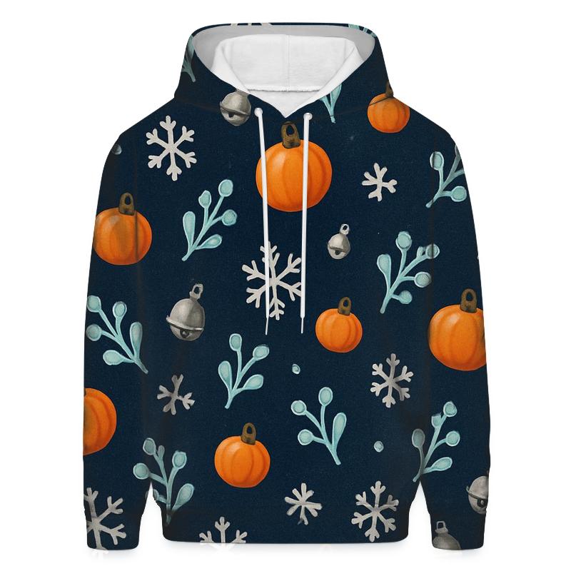 Scattered Pumpkin Bauble Field On Navy Background graphic hoodies