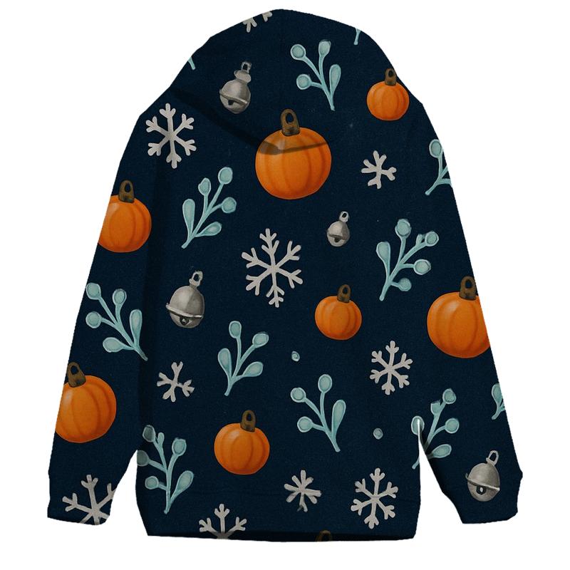 Scattered Pumpkin Bauble Field On Navy Background graphic hoodies