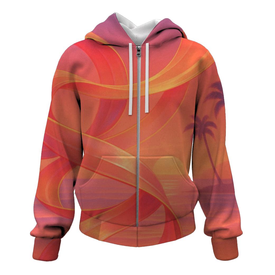 Coral Sunset Ribbon printed hoodies