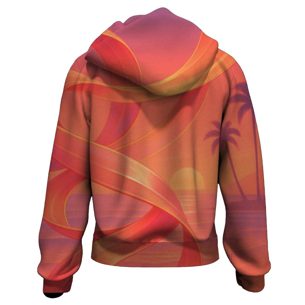 Coral Sunset Ribbon printed hoodies