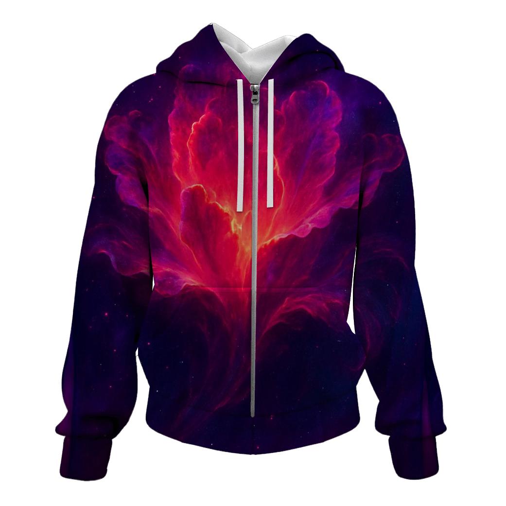 Crimson Nebula Bloom hoodie designs