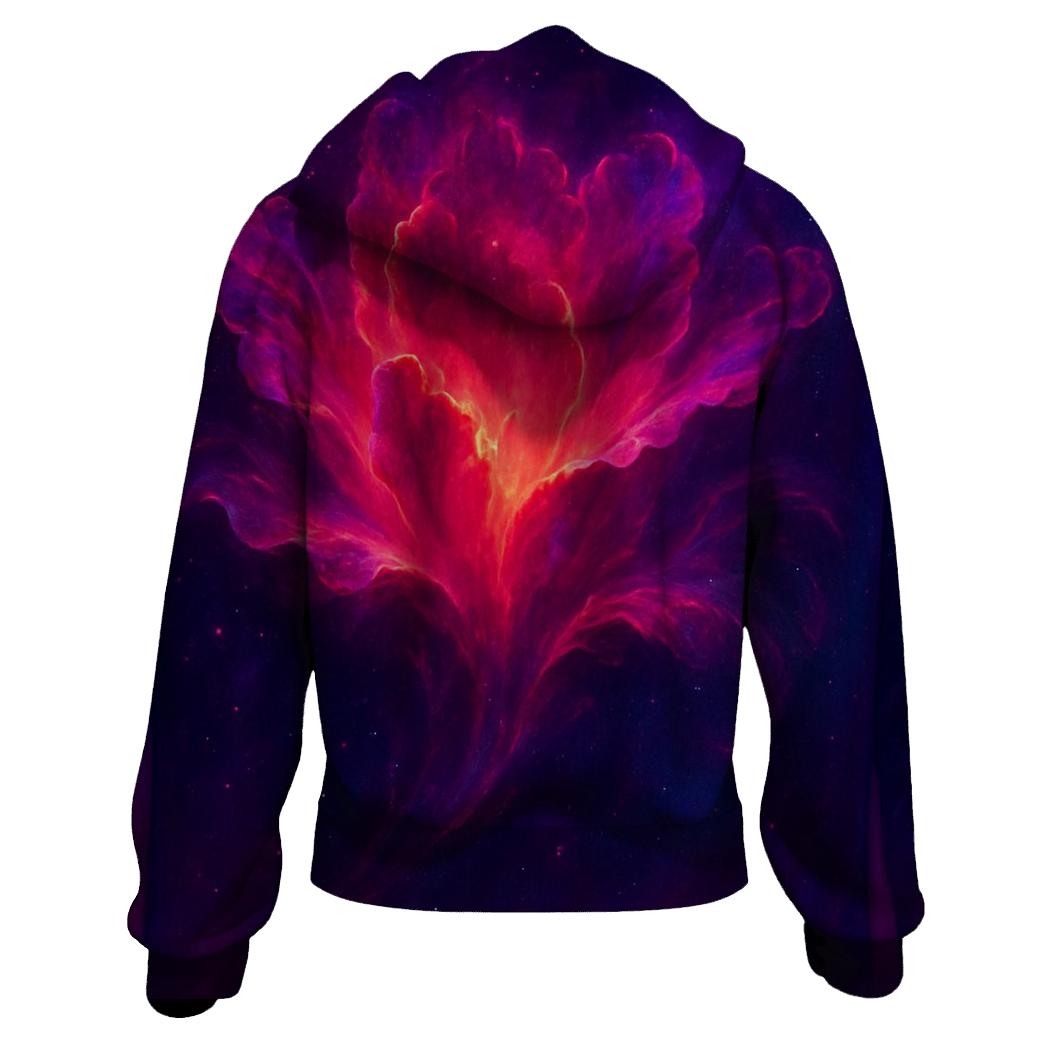 Crimson Nebula Bloom hoodie designs