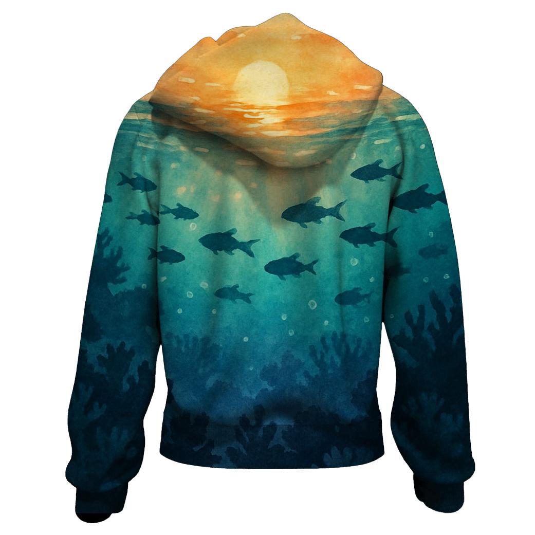 Cyan Reef Sundown zip-up hoodies