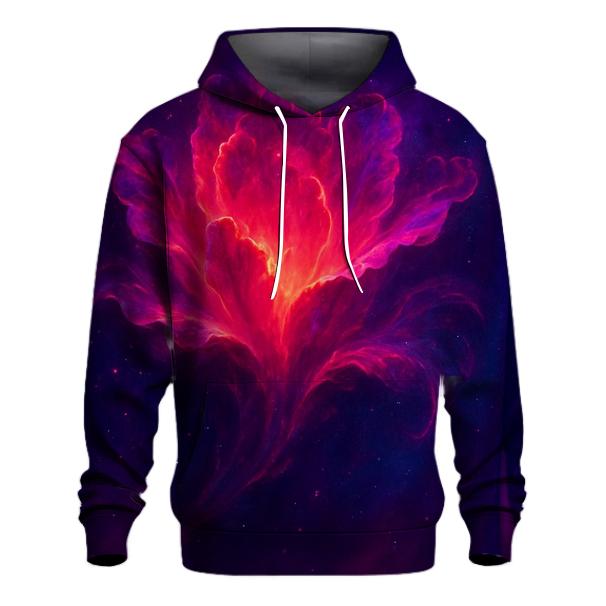Crimson Nebula Bloom embroidered hoodies