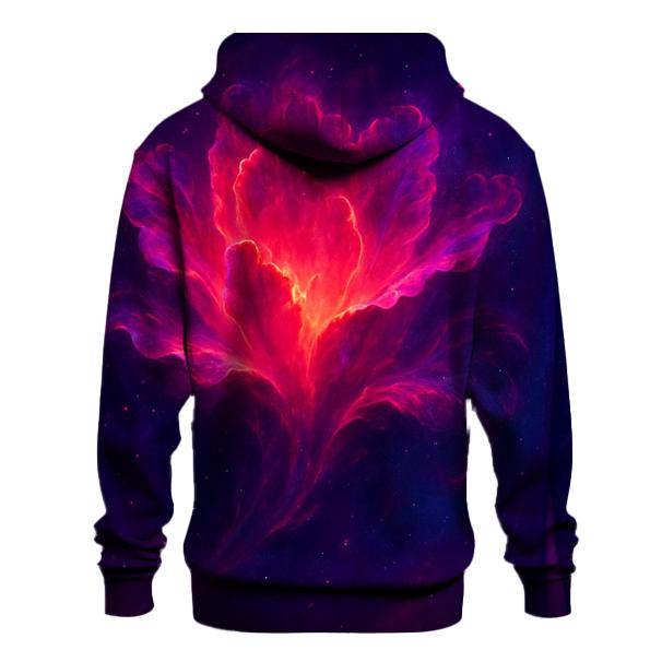 Crimson Nebula Bloom embroidered hoodies