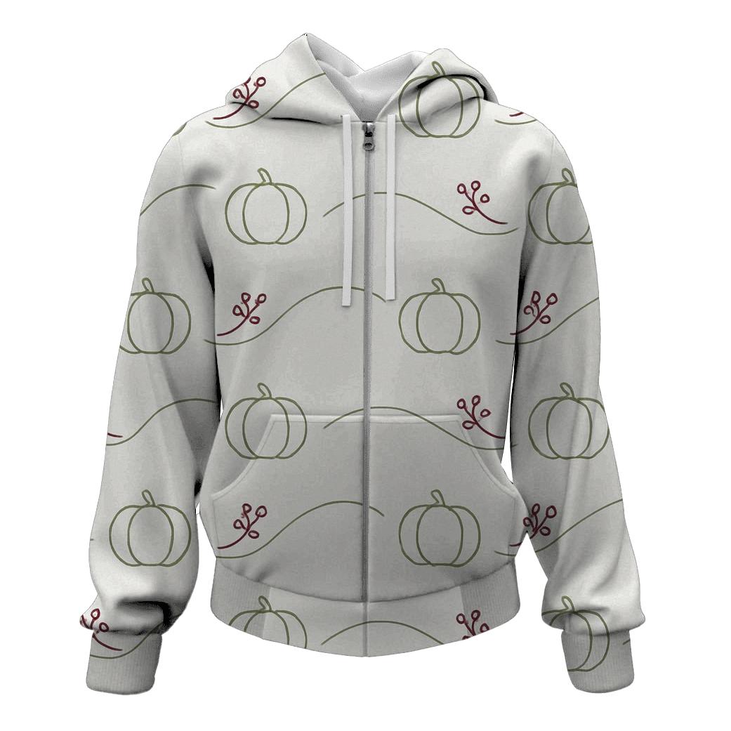Minimal Pumpkin Outline Wave On Light Gray Background premium hoodies