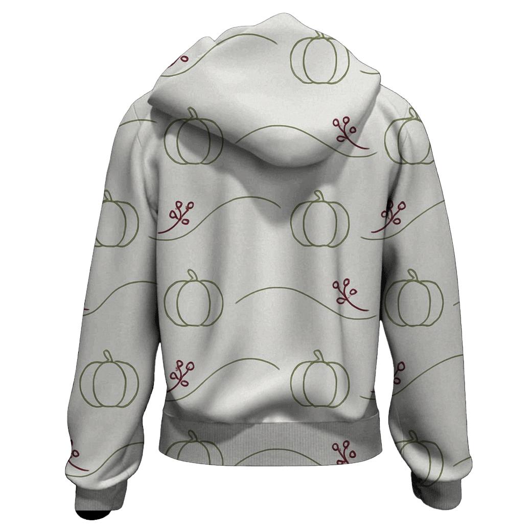 Minimal Pumpkin Outline Wave On Light Gray Background premium hoodies