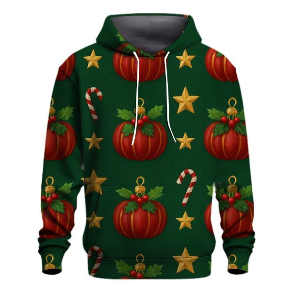 Festive Pumpkin Ornament Grid On Deep Green Background hoodie trends