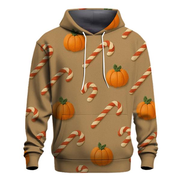 Diagonal Pumpkin And Candy Cane Progression On Taupe Background hoodie trends