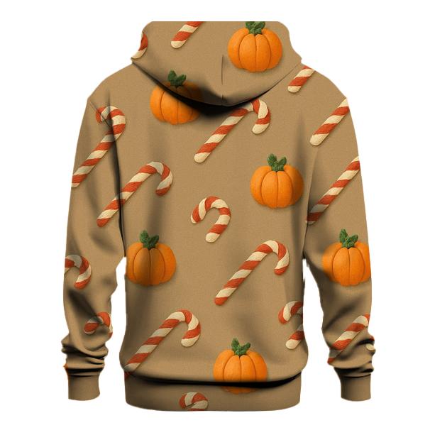 Diagonal Pumpkin And Candy Cane Progression On Taupe Background hoodie trends